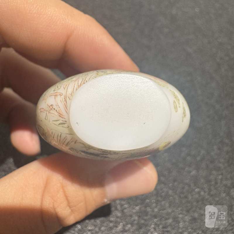 清 料胎画珐琅花卉游鸟图鼻烟壶 - 图7